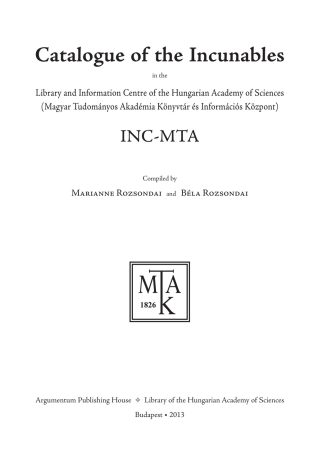 Catalogue of the Incunables